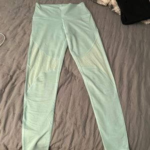 aerie Mint Green Leggings with design mesh - full length